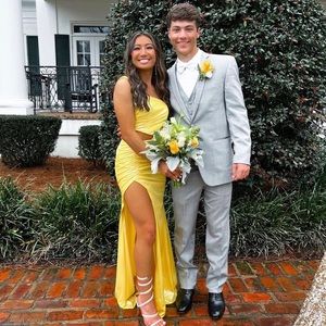 RACHEL ALLAN YELLOW ONE SHOULDER 70067